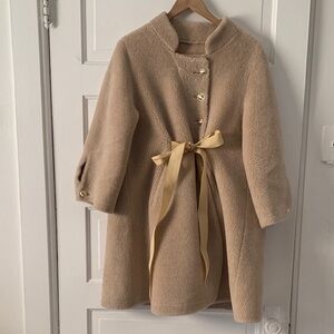 Chic Sherpa Coat with Gold Accents